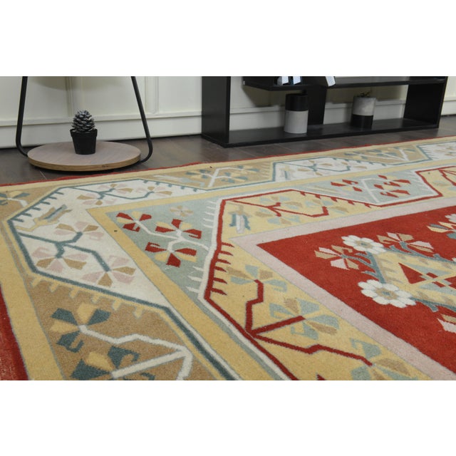 1970s Vintage Turkish Milas Handmade Wool Cotton Red Area Rug For Sale - Image 4 of 11
