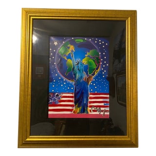 Peter Max Peace on Earth- Hand Signed - Mixed Media With Hand Embellishments For Sale