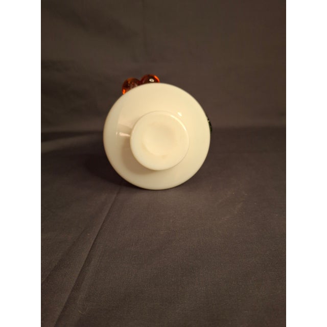 Glass Antique Stevens & Williams Uranium Custard Glass Vase Applied Fruit Cherries 5" C. 1880 For Sale - Image 7 of 18