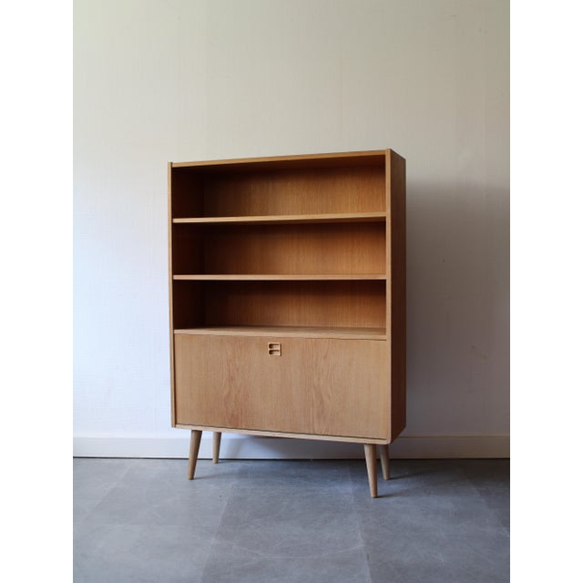 Mid-Century Modern Vintage Danish Bookcase in Oak with Flap, 1960s For Sale - Image 3 of 8