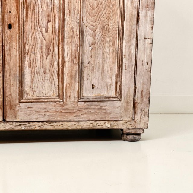 Wood Large Antique Stripped Pine Housekeepers Cabinet, 1800s For Sale - Image 7 of 11