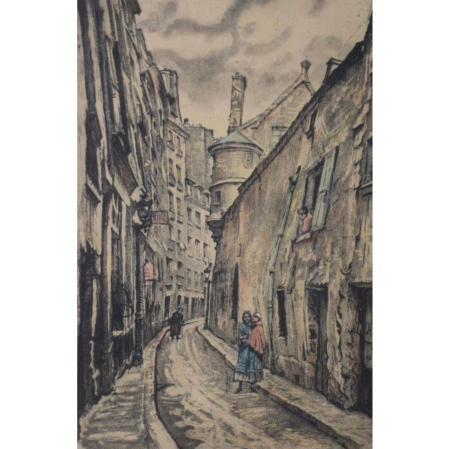 Joseph MARGULIES (1896-1984) "The Oldest Rue in Paris" Etching w/ Aquatinit c.1930s Fine etching by listed American artist...