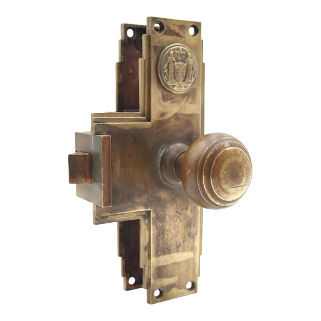 Vintage Bronze Philadelphia Civic Center Monolock Door Knob Set For Sale