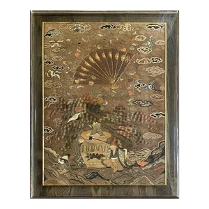 Early 20th Century Meiji Period Japanese Silk Embroidery Tapestry