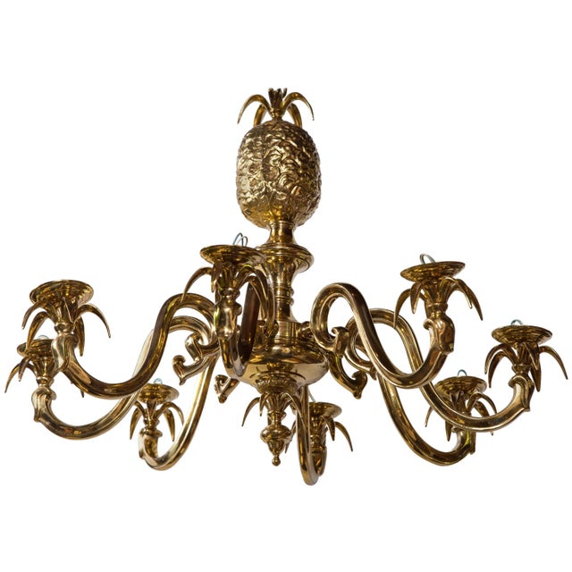 Gold 1970s Vintage Brass Pineapple Chandelier For Sale - Image 8 of 8