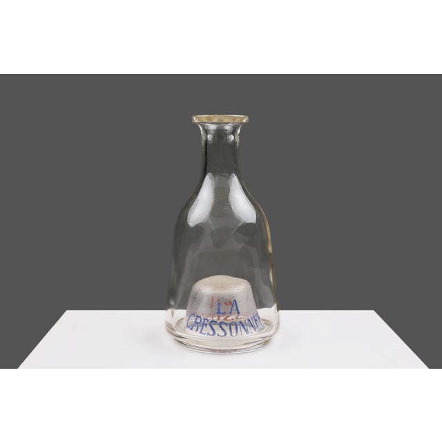 Blue French Absinthe Glass Carafe from La Cressonnée For Sale - Image 8 of 11