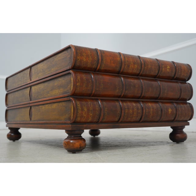 Brown Theodore Alexander Leather Top Bookspline Coffee Table For Sale - Image 8 of 16