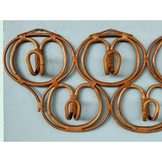 Wood Bamboo and Wicker Coat Rack, Italy, 1960s For Sale - Image 7 of 12