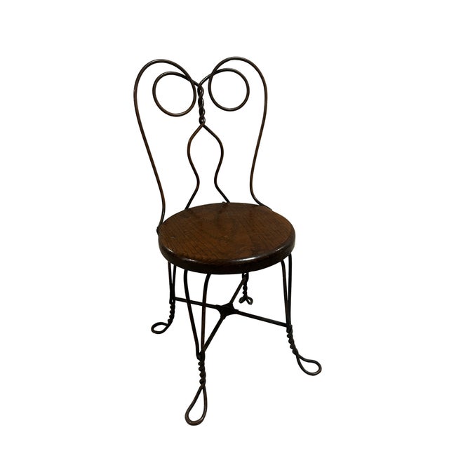 Brown Child's Ice Cream Table Set C. 1900 For Sale - Image 8 of 14
