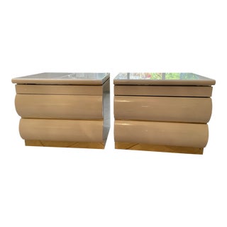 Postmodern Karl Springer Style Laquared Bubble Nightstands - a Pair For Sale