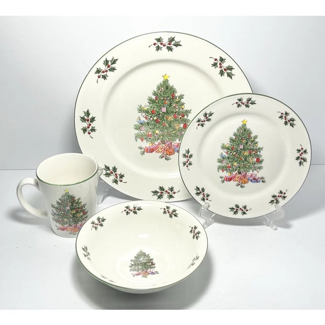 Gibson “Noel Morning” Ceramic Dinnerware Set, Service 4 - 16-Piece For Sale - Image 4 of 6