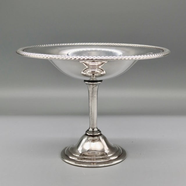 Traditional Vintage Wm Rogers Silverplate Compote — Footed Pedestal Candy Dish With Rope Gadroon Rim For Sale - Image 3 of 8