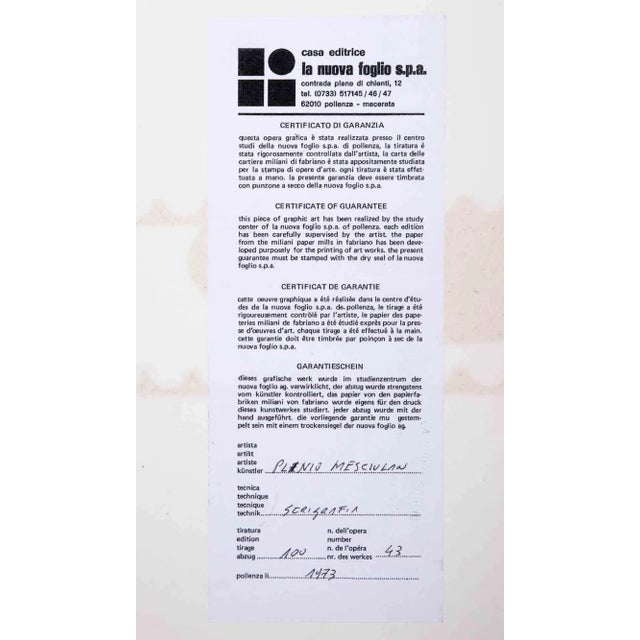 Plinio Mesciulam, Abstract Composition, Original Lithograph, 1973 For Sale - Image 4 of 5