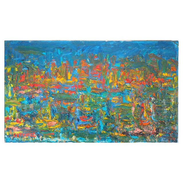André Cottavoz, Nighttime on the Harbour of St Tropez, 1960, Oil on Canvas For Sale