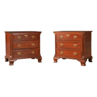 1980s Vintage Pair Baker Mahogany Nightstands For Sale