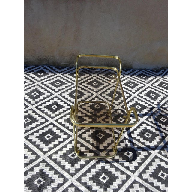 Rolling Serving Cart in Gilded Metal and Glass, 1980s For Sale - Image 18 of 18