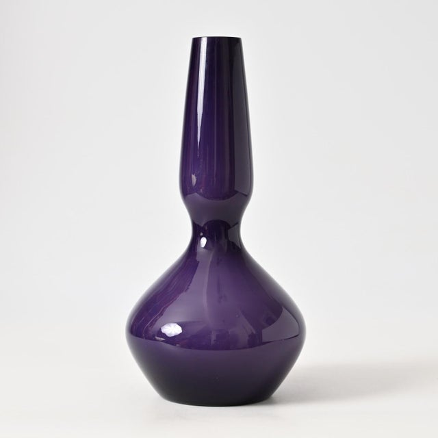 Danish Purple Opaline Glass Vase by Jacob Bang for Kastrup, 1960s For Sale - Image 4 of 8