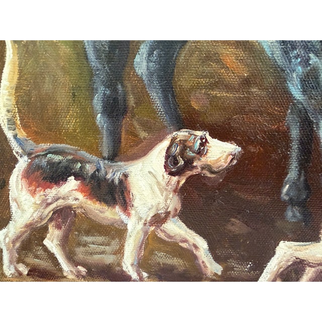 Original Fox Hunting Oil Painting Signed English Hunt Horses Hounds Framed For Sale In Jacksonville, FL - Image 6 of 12