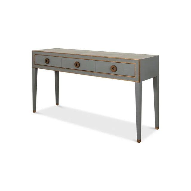 Mid Century Leather Wrapped Console For Sale - Image 10 of 10