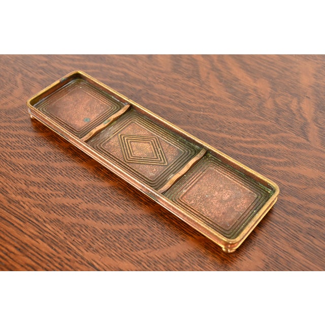 Tiffany Studios New York Graduate Pattern Bronze Doré Pen Tray For Sale - Image 12 of 12