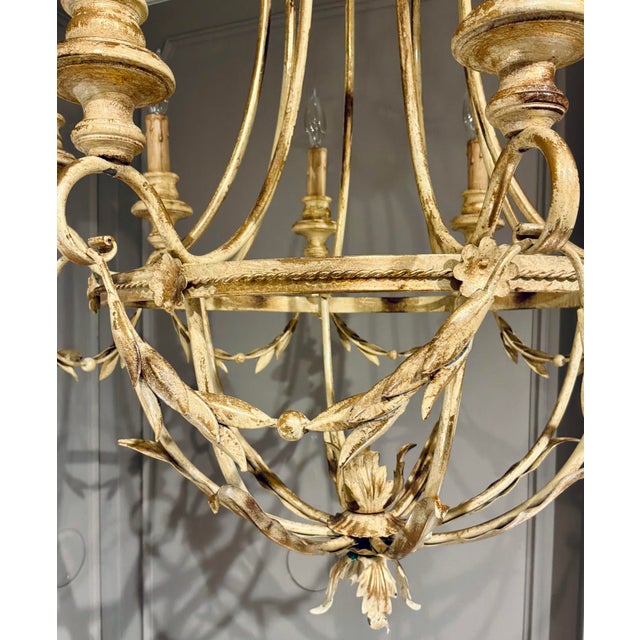 Myran Allan Luxury Lighting Italian Sand and Gold Leaf Finished Iron Chandelier For Sale In Atlanta - Image 6 of 7