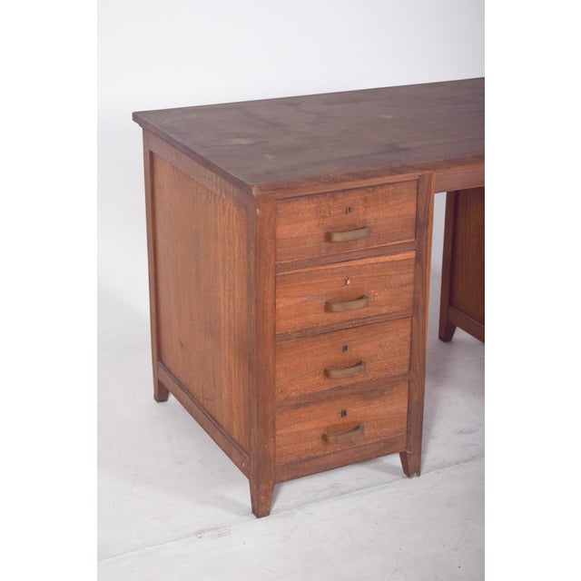 Mid-Century Portuguese Desk in Oak from Olaio, 1950s For Sale - Image 4 of 13
