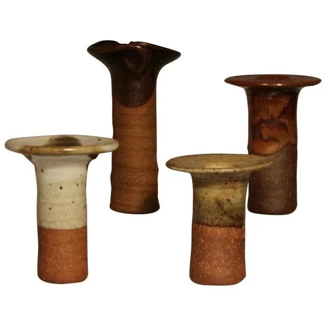 Mid-Century Master Potter Byron Temple Studio Pottery Candlesticks - Set of 4 For Sale