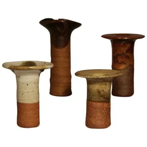 Mid-Century Master Potter Byron Temple Studio Pottery Candlesticks - Set of 4