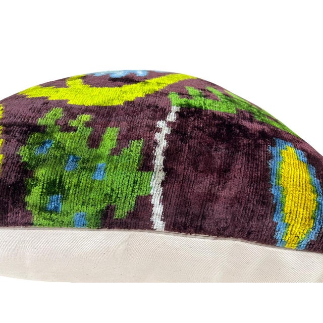 2000 - 2009 Velvet Silk Cushion Cover with Colorful Design, 2000s For Sale - Image 5 of 11