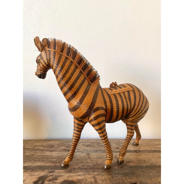 Vintage Shanghai Weave Zebra Basket For Sale In West Palm - Image 6 of 12