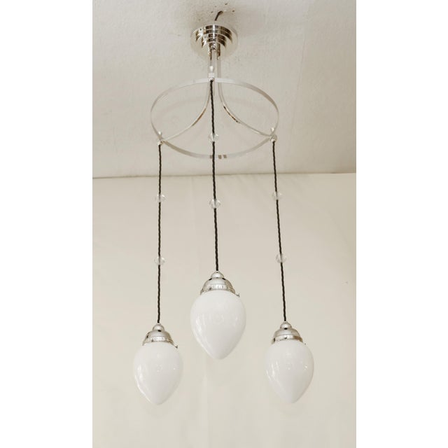 Metal Art Nouveau Glasss Chandelier, 1890s For Sale - Image 7 of 9