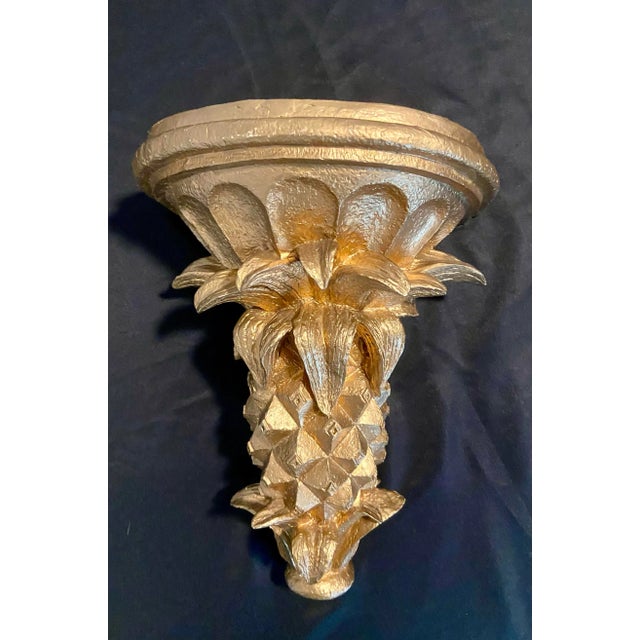 Fantastic vintage gold pineapple wall shelf. C. 1990's Plaster Excellent condition.