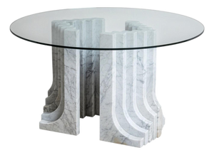 Dining Table with White Marble Columns, attributed to Carlo Scarpa, Italy, 1970
