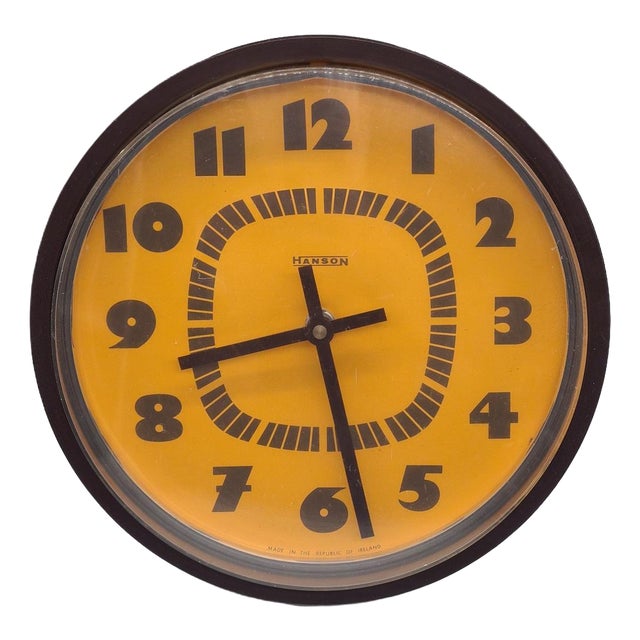 Space Age Style Wall Clock with Orange Dial from Hanson, Ireland, 1970s-1980s For Sale