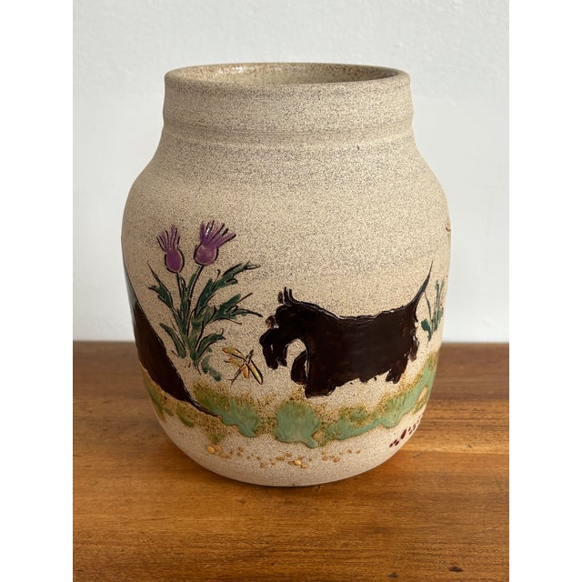 Contemporary Alicia Daily Stoneware Pottery Vase With Scottie Dogs For Sale - Image 6 of 11