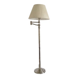 Ralph Lauren “Sargent” Swing Arm Polished Nickel Floor Lamp For Sale