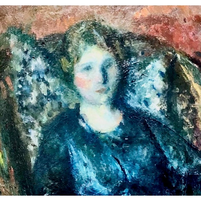 American “Portrait of a Seated Lady in Wicker Chair” by American Artist Adolphe Borie (1877–1934) For Sale - Image 3 of 6
