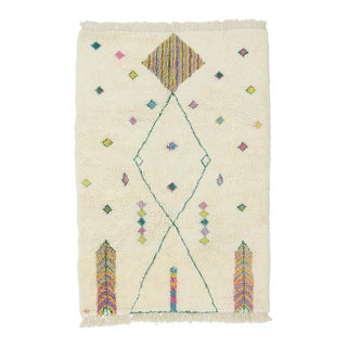 Multi-Color Hand-Knotted Moroccan Wool Rug | 8'2" X 5'8" | One of a Kind For Sale