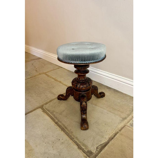 Antique Victorian Carved Walnut Stool, 1880 For Sale - Image 6 of 6