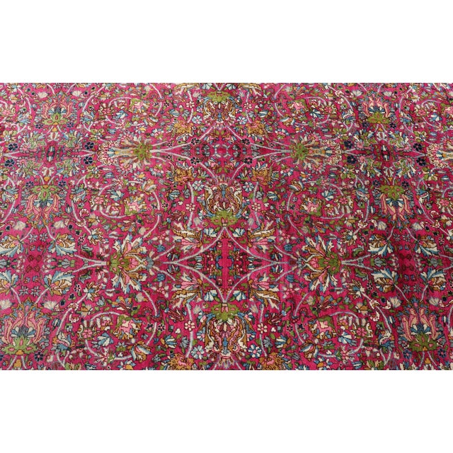Early 20th Century Antique Persian Lavar Kerman Rug With All-Over Floral Design in Jewel Tones 9'0"x12'0" For Sale - Image 5 of 10