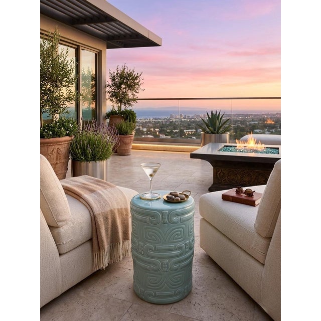 Mid-Century Italian Glazed Ceramic Garden Stool For Sale - Image 9 of 11