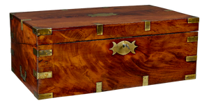 Mid 19th Century Campaign Mahogany and Brass Bound Writing Slope, 1860s