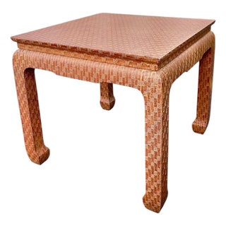 Late 20th Century Baker Raffia Wrapped Cocktail Table For Sale