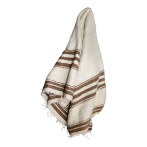 Hand Woven Bedouin Neutral Queen Wool Blanket New
