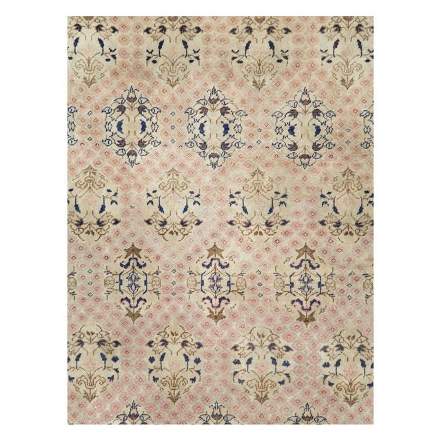 A vintage Turkish Sivas accent rug handmade during the mid-20th century. Measures: 6' 5" x 9' 1".