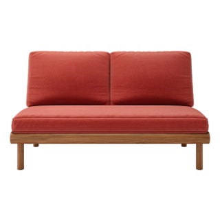Rishon Teak Outdoor Love Seat - Canvas Henna For Sale