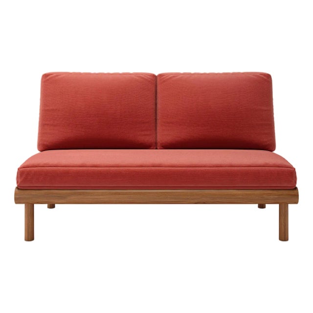 Rishon Teak Outdoor Love Seat - Canvas Henna For Sale