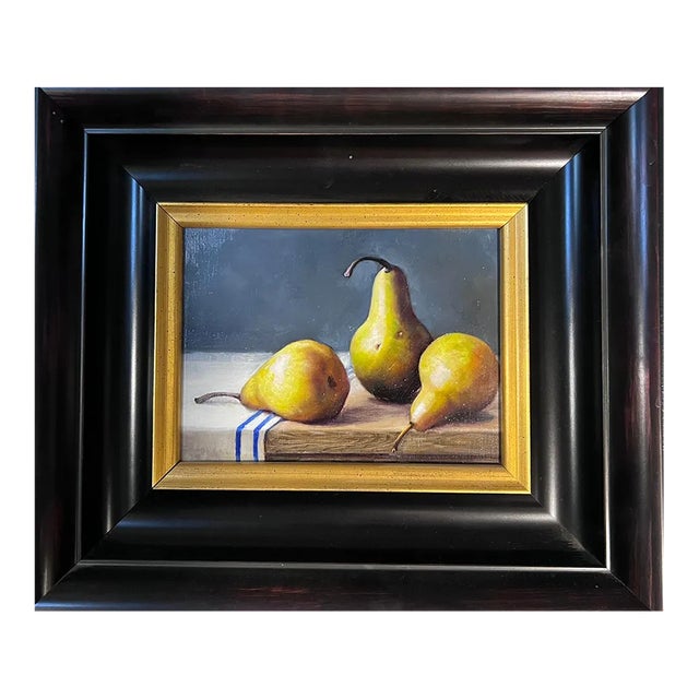 “Three Pears” Realist Still Life by Elyse Gerard Oil Painting For Sale