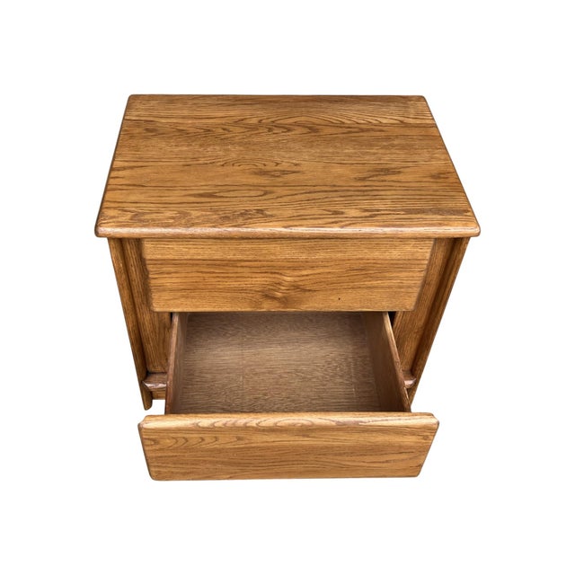 1980s Scandinavian Modern Solid Oak Two-Drawer Nightstands – Pair For Sale - Image 13 of 15