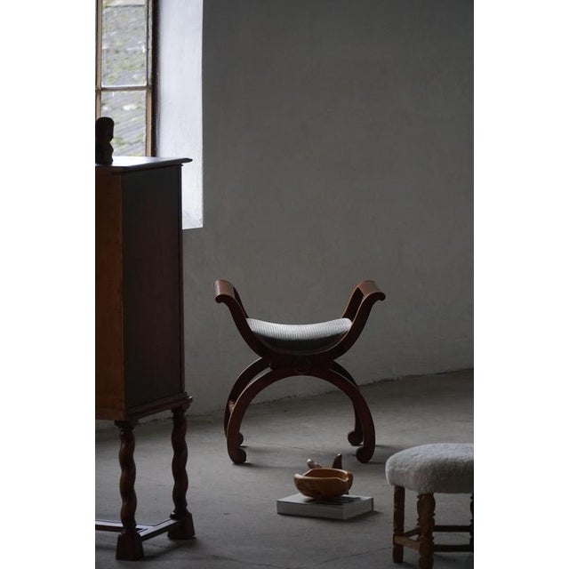 Early 1900s Empire Danish Piano Stool with Velvet Seat For Sale - Image 11 of 12